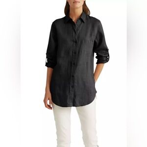 Lauren Ralph Lauren Button Down Shirt 100% Linen Black Label Women’s XXL Classic